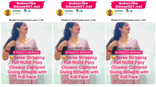 Desi Bhabhi Latest Trending Viral Saree Stripping – Full Nude Pssy Closeup Captured – Giving Blowjob with Full Face Mms Video